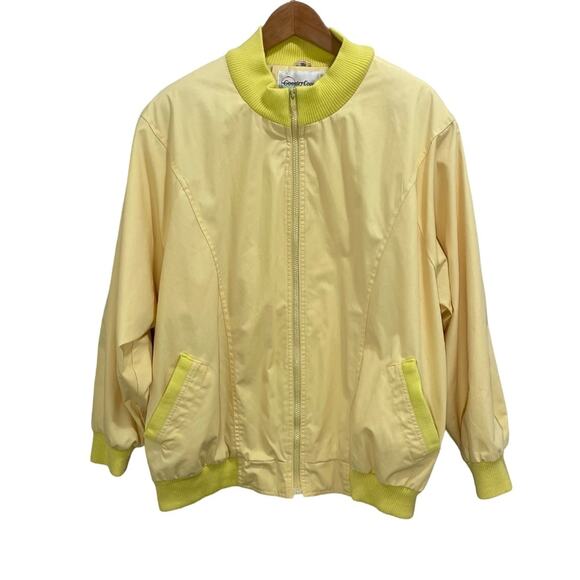 Vintage 1990s  Country Concepts Yellow Casual Zip Bomber Jacket 2XL - Picture 1 of 14